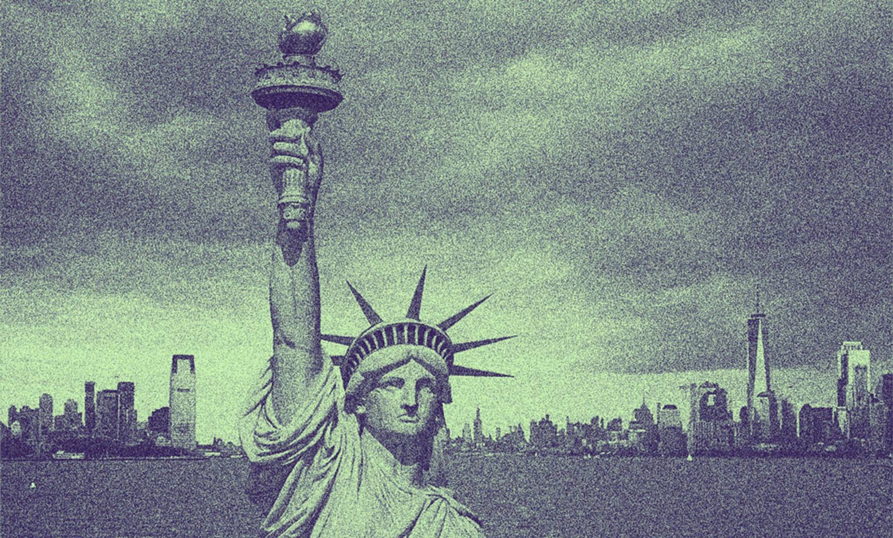 A close-up photo of Lady Liberty