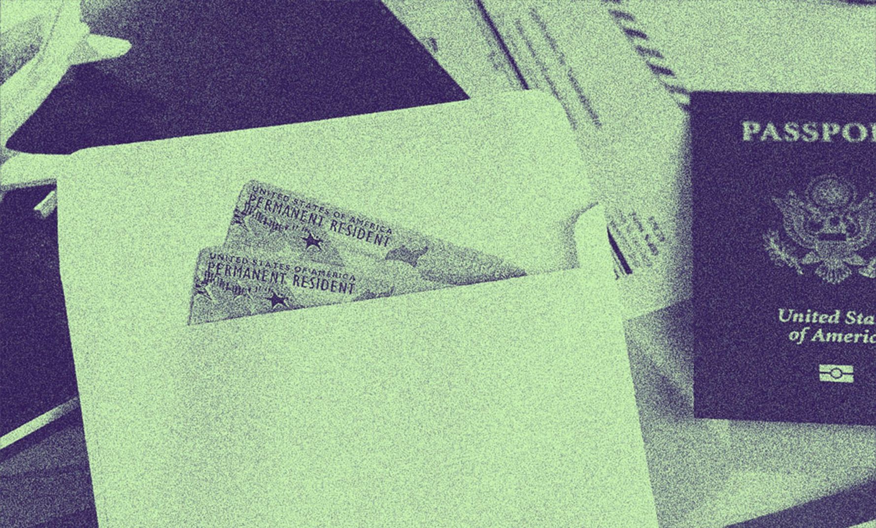 Green Cards in an envelope.