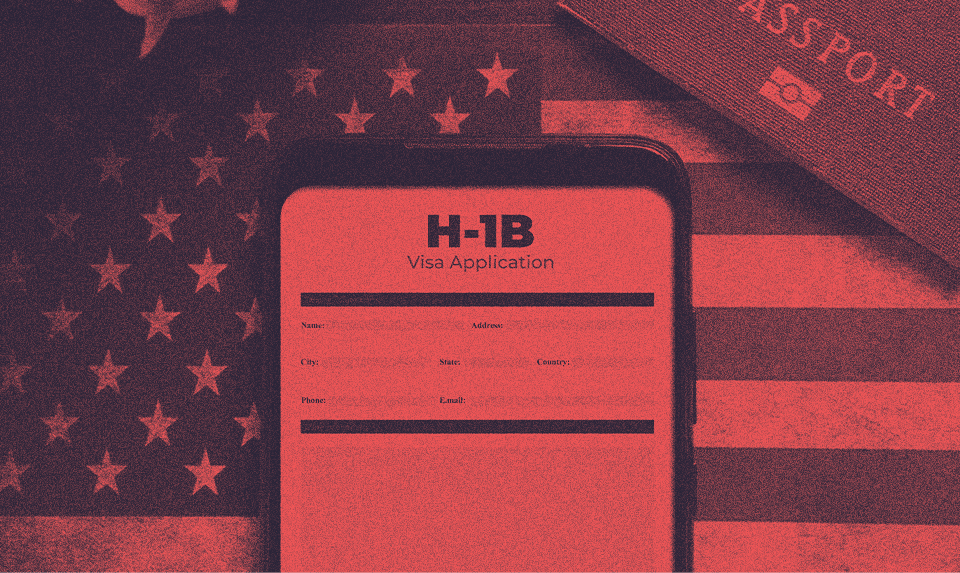a phone screen showing h-1b change of status application documents.