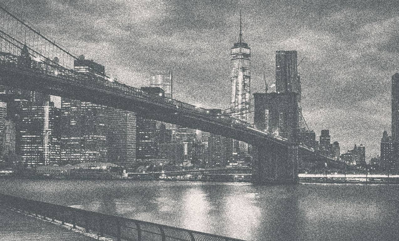 Brooklyn Bridge at night.