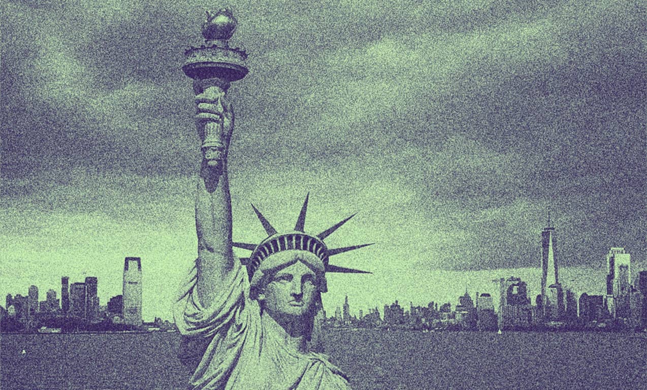A close-up photo of Lady Liberty