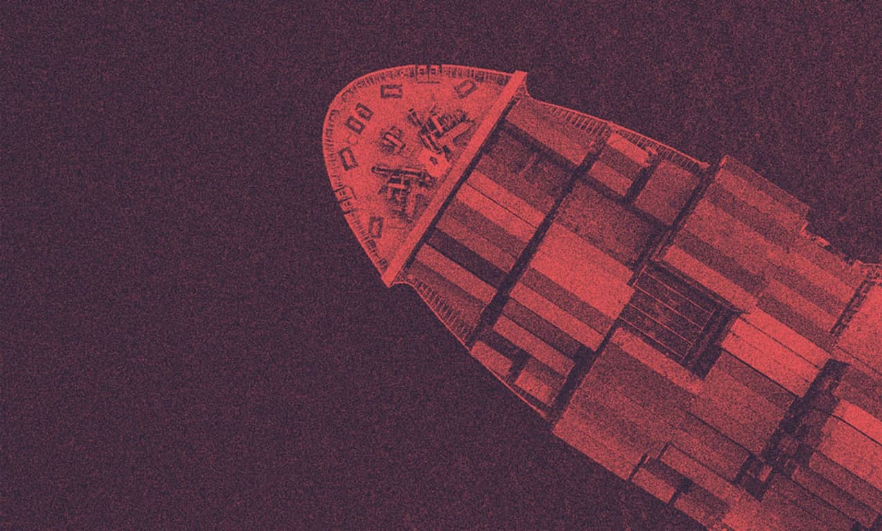 A ship on the sea going.