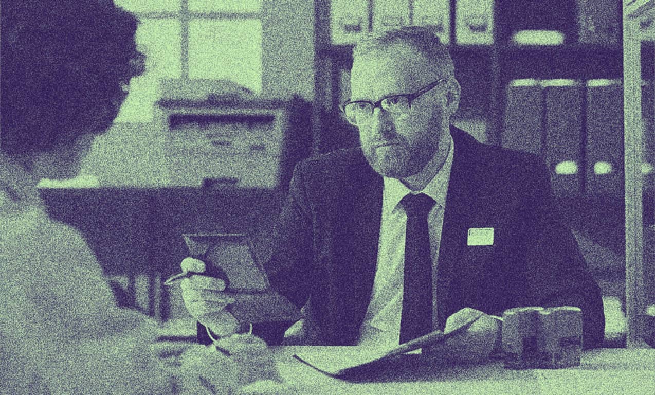 Two people talking to each other.