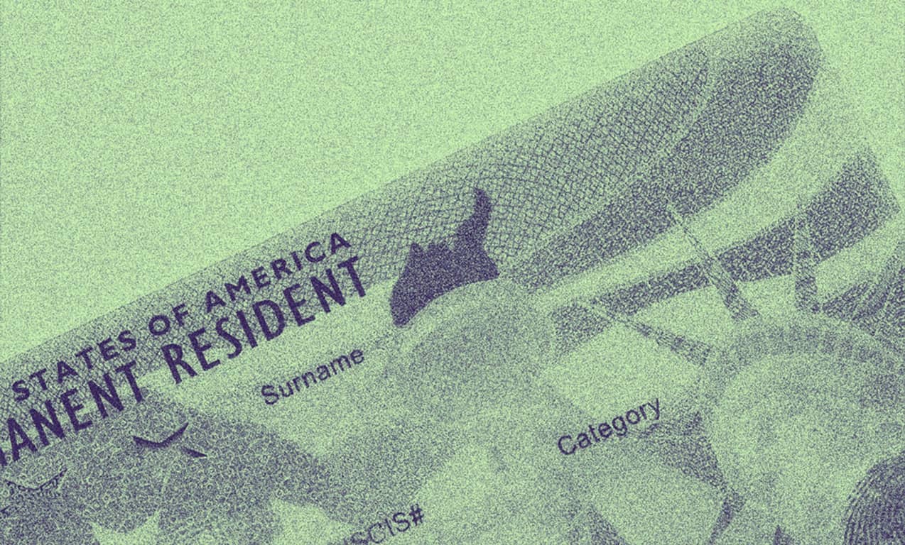 A photo of the green card.