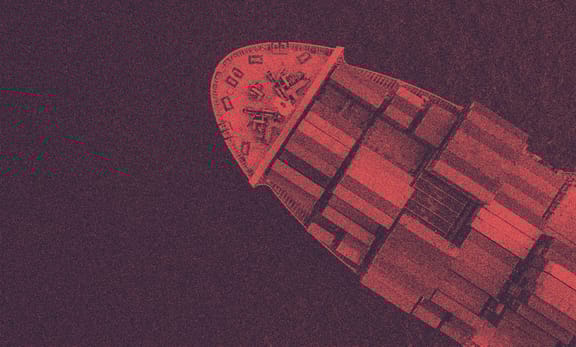 A ship on the sea going.