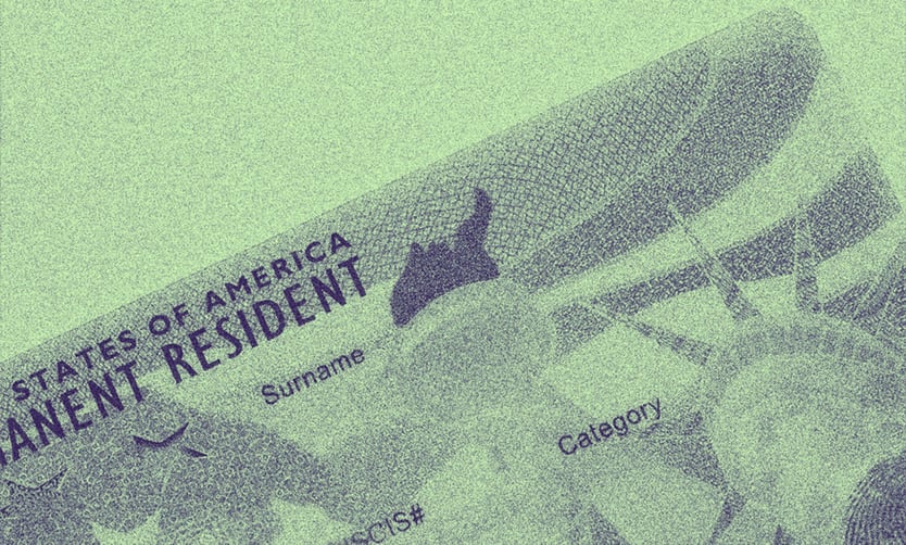 A photo of the green card.