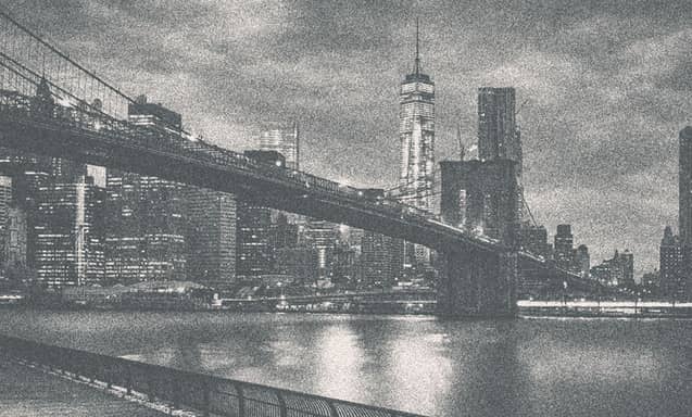 Brooklyn Bridge at night.