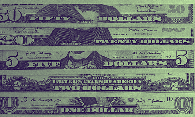 Dollar bills.