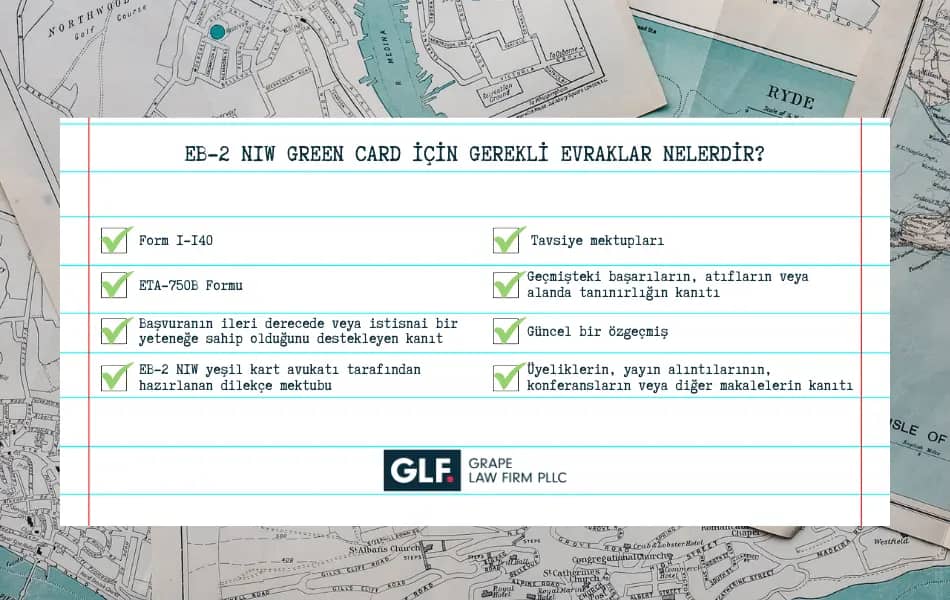 eb-2 niw green card için gerekli evraklar nelerdir?