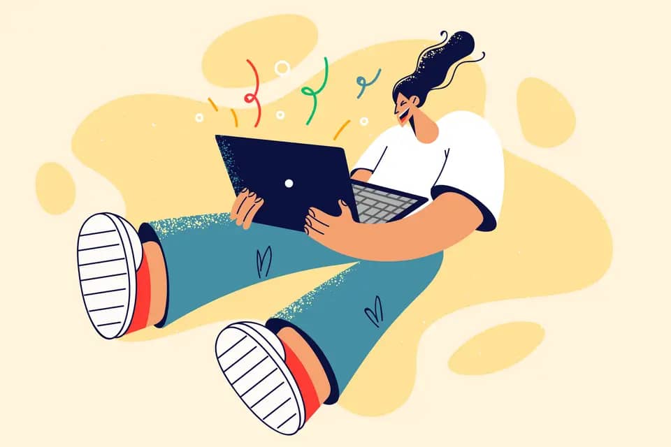 illustration of a person with a laptop