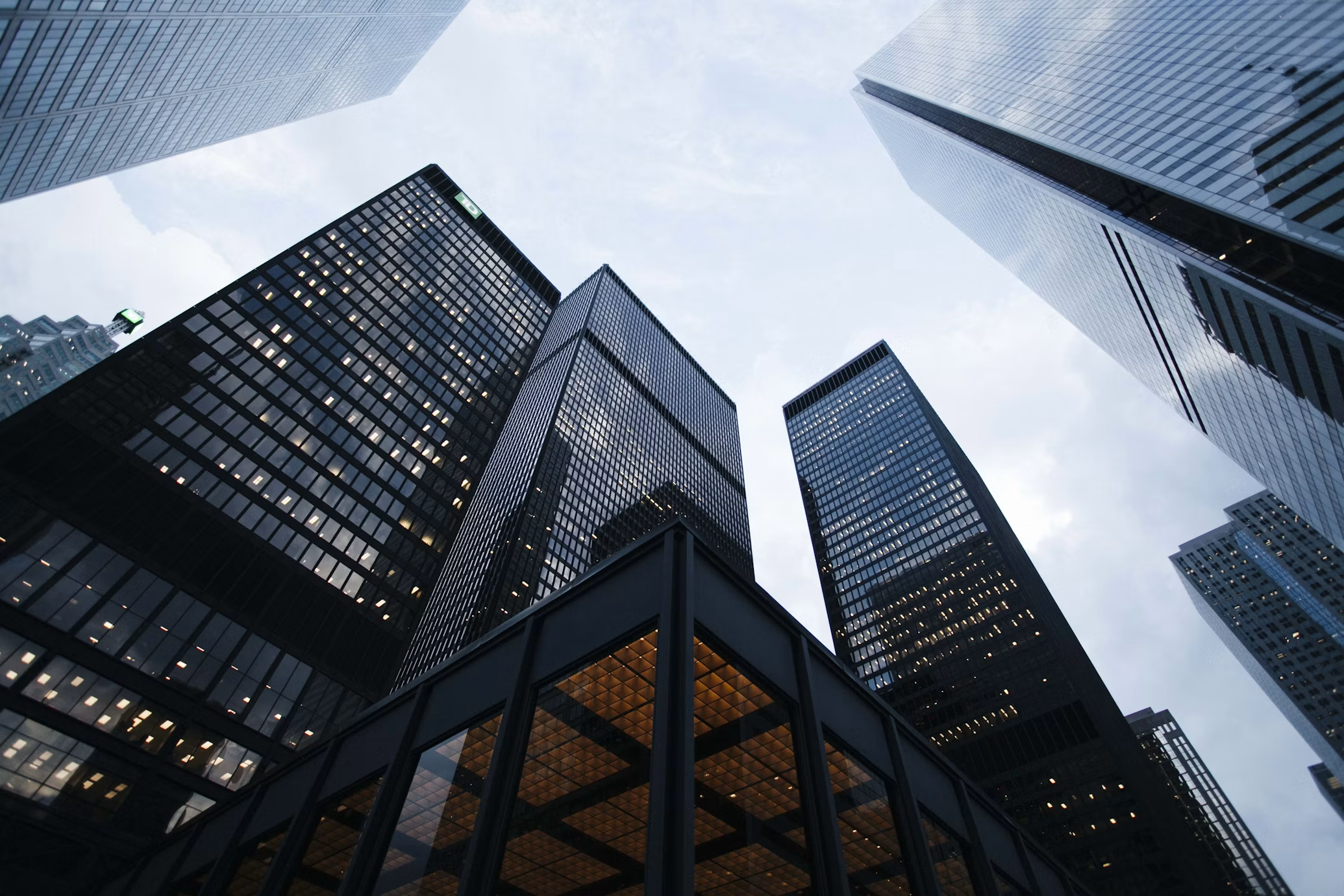 Skyscrapers viewed from below